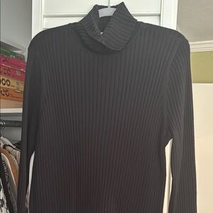 Black Ribbed Turtleneck Sweater
